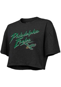 Check out the deal on Philadelphia Eagles Womens Black Dirty Dribble Short Sleeve T-Shirt at Rally House Black Cropped Short Sleeve Shirt With Text Print, Black Cropped Shirt With Text Print, Eagles Jersey Outfit, Eagles Outfit, Philadelphia Eagles T Shirt, Eagles Jersey, Jersey Outfit, The Deal, Philadelphia Eagles