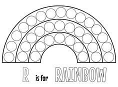 a rainbow coloring page with the words r is for rainbow in black and white letters