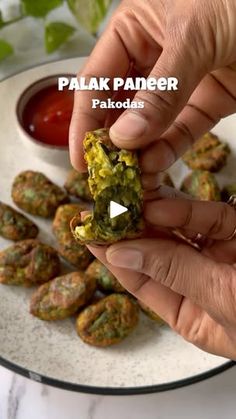 478K views · 189 reactions | Palak paneer pakoras 🌿

These pakodas are super crisp, delicious and are best snacking option.

All you need is few ingredients and an air fryer or oven to bake them!!

Ingredients
1 cup chopped spinach
100 gms paneer
1 green chili
1 inch Ginger
1/2 cup chopped Spring onion
1 tsp Carom seeds
Salt as per taste
1/2 tsp Red chili powder
1/2 tsp Cumin powder 
1/2 tsp Amchur
2 tbsp Rice flour
4 tbsp Gram flour
2 tbsp Fresh coriander
Half lemon juice
1 tbsp oil to sprinkle on pakodas

* Follow the process as per video. * Preheat the air fryer for 5 mins.
* Make the pakodas and place in air fryer pan. 
* Sprinkle little oil on pakodas and bake at 180 for 10-12 minutes. Shake in between.
* If still not crisp bake for 5 mins more.
.
.
.
#pakodas #airfryerrecipes #healt