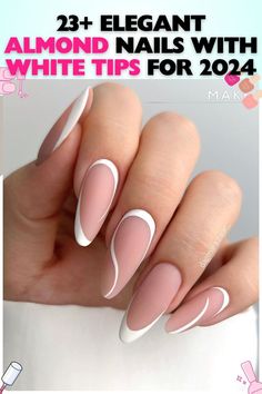 "Creative almond nails with a unique white swirl French tip design in acrylic, ideal for artistic showcases or fashion events. The matte finish on these medium-length nails adds a contemporary touch. Keyword: white French tip almond nails." White French Tip On Almond Nails, Medium Sharp Almond Nails, Diagonal French Tip Nails Almond, Almond French Manicure Designs, Matte Almond Nails Design, Creative Almond Nails, Christmas French Tip Nails Almond, White French Nails With Designs, Almond Shape French Tip Nails