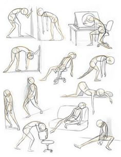 some drawings of people doing different things