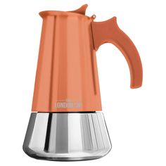 an orange electric coffee maker on a white background