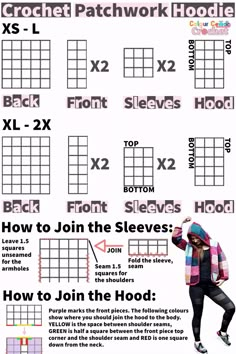 a poster with instructions for how to join the hoods in different styles and colors