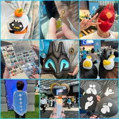 several pictures of people with different costumes and masks