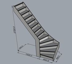 a drawing of a stair case with measurements for the bottom and side steps on it