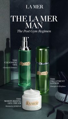 Discover the La Mer Man. His Post Gym Regimen gets skincare soaring with a  refreshing after-workout cool-down. The Cleansing Gel washes away workout impurities while The Treatment Lotion energizes the look of the skin. Press on the Moisturizing Gel Cream for a cool, calm, and collected finish before walking into the workday. Before And After, Bride Gift From Groom, Before After Design, Luxury Cosmetic Packaging, Luxury Cosmetics, Bride Gift, Cleansing Gel