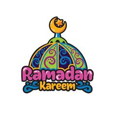 the ramadan kareem logo is shown on a white background with colorful lettering