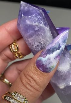 Blue Geode Nails, Fluorite Nails, Imbolc Nails, Crystal Inspired Nails, Purple Galaxy Nails, Quartz Nail Art, Gemstone Nail Art, Geode Nail Art, Moonstone Nails