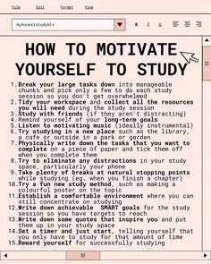 a computer screen with the words how to motivate yourself to study