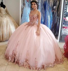 Quinceañera/Sweet 16 Collection Rose Gold Lace, Quinceanera Dresses Pink, Quince Dress, Gaun Fashion, 파티 드레스, Gown Plus Size, Prom Ball Gown, Princess Ball Gowns, Pageant Gowns