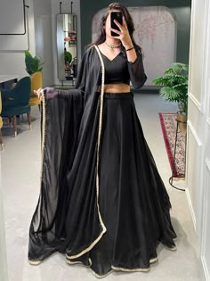 Lace Border Party Wear Lehenga choli Simple Lehenga, Trendy Outfits Indian, Party Wear Lehenga Choli, Desi Fits, Outfits Indian, Traditional Indian Dress, Dresses Traditional, Desi Fashion Casual