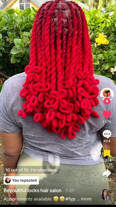 Long Starter Locs, Red Starter Locs, Red Starter Locs Black Women, Long Locs Styles, Colors Locs, Red Locs Black Women Dark Skin, Purple And Red Locs Black Women, Ruby Red Locs, Black Locs