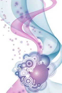 an abstract background with blue, pink and white swirls on it's side