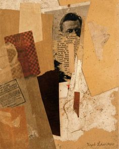 a collage of old papers and pictures with a man's face on them