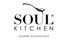 the logo for soul kitchen cuisine autheique, which has been designed to look like an