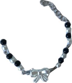 Y2k Style Black Party Jewelry, Y2k Party Jewelry Handmade, Y2k White Jewelry Gift, Y2k Style White Jewelry For Gift, Y2k White Jewelry For Gift, Y2k Handmade Party Jewelry, Handmade White Y2k Style Jewelry, Cheap Themed Black Charm Bracelet, White Beaded Y2k Style Jewelry