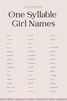 the ultimate list of one sylabe girl names