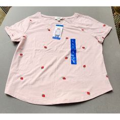 Vintage America Women's Strawberries Embroidered Tee Pink Size L . Condition Is New With Tags. Armpit To Armpit 23 Inches Down The Middle Of The Back 26 Inches 60% Cotton 40% Polyester Machine Wash Cold Tumble Dry Or Dryclean Embroidered Strawberries All Over The Shirt Embroidered Tee, Vintage Tops, Pink Red, Strawberries, Cleveland, Ebay Store, Vintage Ladies, Womens Tops, Tops & Tees