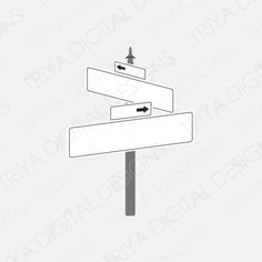 two street signs pointing in opposite directions on a gray and white background with black lettering