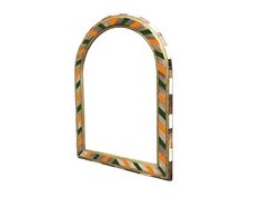 an arch shaped mirror with multicolored stripes on it