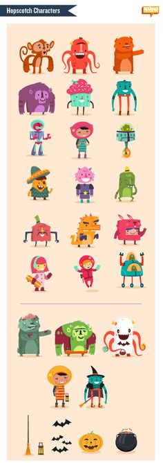 an illustrated poster with different types of cartoon characters