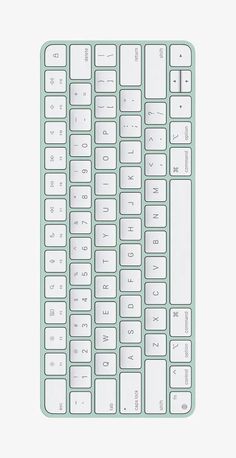 a green and white computer keyboard on a white background