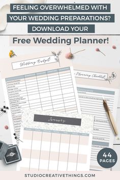 If you wedding preparations feels overwhelming a free wedding planning checklist should be the first thing you print off to keep you organized. From when to do what, how to stay on budget and gathering inspiration, we have put together 44 pages to cover all! Grab your free wedding Planner Now!#weddingchecklist#weddingplanningchecklist#weddingplanner#freeweddingplanner#weddingplanning#weddingplanningtips Free Wedding Planning Printables, Wedding Spreadsheet, Wedding Planning Templates, Free Wedding Planner Printables, Wedding Planner Printable, Wedding Planner Notebook, Wedding Planning Printables, Diy Wedding Planner, Budget Planner Free