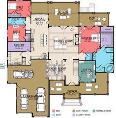 the floor plan for a house with multiple levels and lots of room to move in