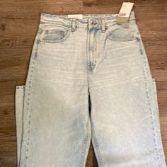 Nwt 90’s Style Straight Jeans- Ultra High Waisted From H&M. Size 8 Fits More Like A 6 On Waist- New With Tags Light Blue Wash- Sold Out Online And In Stores High Waisted With Baggy Fit Throughout H&m High Rise Jeans For Fall, H&m High Waist Jeans For Spring, H&m High Waist Spring Jeans, H&m Light Wash Straight Leg Bottoms, H&m High Rise Fitted Jeans, H&m Straight Leg Summer Jeans, H&m Fitted High Rise Jeans, H&m Mid-rise Fitted Jeans, H&m Fitted Mid-rise Jeans