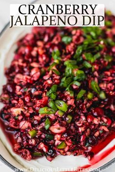 cranberry jalapeno dip in a glass bowl