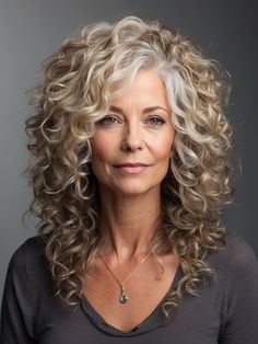 35 Best Curly Hairstyles for Women Over 50 - trendyhairtrends.com Medium Length Curly Gray Hair Over 50, Curly Long Bob Hairstyles Wavy Lob, Curly Haircuts For Women Over 50, Curly Hairstyles For Women Over 50, Hair Cuts For Curly Hair With Layers, Curly Gray Hair Over 50 Curls, Naturally Curly Hair Cuts With Layers, Curly Medium Length Hair, Naturally Curly Hair Styles