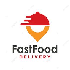 the fast food delivery logo is shown on a white background with red and yellow accents