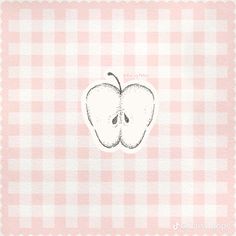 an apple drawn on top of a pink checkered tablecloth with the word apples written below it