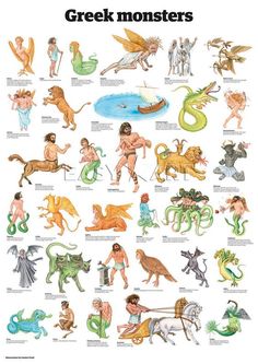 an image of greek monsters and their names