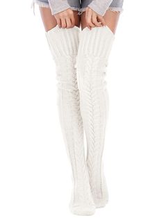 PRICES MAY VARY. Material: 100% Acrylic; Crochet knit over knee high boot socks, winter warm slipper socks, sleeping socks Total Length: 93cm/37 inches (Toe to Top), one size fits most women with medium to slim built, fluffy and slouch long socks High elastic, Multi colors available, make the socks fashion and cute, Tight rib top not easy to slip down when walking. The long boot stocking is a necessary accessory for the Winter/Fall season, also a wonderful and warm gift for lovers, wife, daughte Knit Thigh High Socks, Knee High Leg Warmers, Sleeping Socks, Stocking Socks, Winter Stockings, Trendy Socks, Rib Top, Stockings Legs, Over The Knee Socks