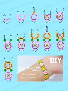 the instructions for how to make an origami bracelet with beads and rubber bands