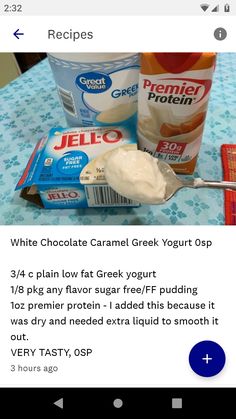 an image of yogurt and other food items on a table with the recipe