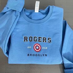 Rogers 1918 Embroidered sweatshirt; Avenger Marvel embroidered sweatshirt; Rogers 1918 crewneck; gift for crewnec; Rogers sweatshirt - MrEmbroideryGifts Short Text, Personalized Embroidery, Gildan Sweatshirts, Sweatshirt Vintage, Custom Sweatshirts, Embroidered Sweatshirt, Embroidery Ideas