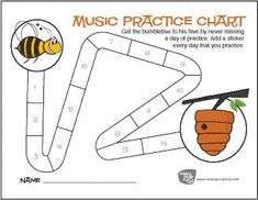 the music practice chart for children to learn how to read and color with pictures on it