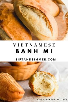 vietnamese bread in a basket with text overlay