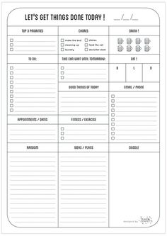 a printable worksheet with the words let's get things done today