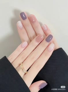 Spring Color Nails Gel, Nail Korean Style Minimal, Nail Gelish, Mauve Nails, Minimal Nails Art, Beauty Hacks Nails, Subtle Nails