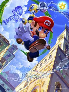 an image of mario running through the air