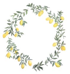 lemons and leaves arranged in the shape of a heart