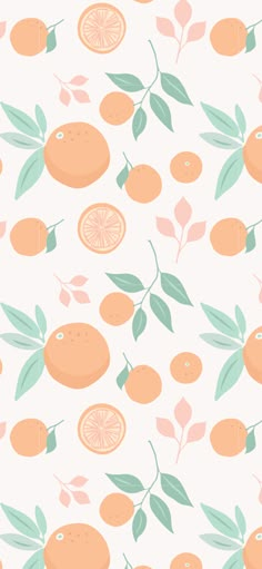 an orange pattern with leaves and flowers on a white background