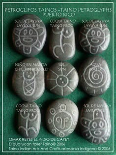 some rocks with different symbols on them