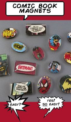 the comic book magnets are on display