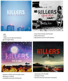 the website for killers hot fugs is shown in three different colors and sizes