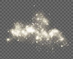 fireworks are flying in the sky on a transparent background, with stars and sparkles