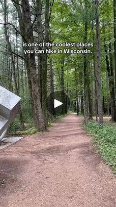 a path in the woods with a quote on it